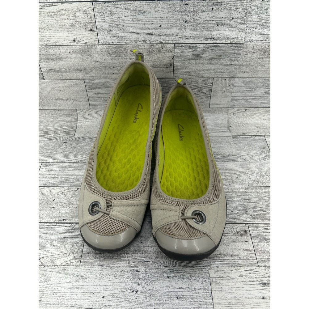 Clarks Beige Mesh Ballet Flats Comfort Slip On Shoes Women Size 8M‎